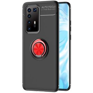 For Huawei P40 Pro Metal Ring Holder 360 Degree Rotating TPU Case(Black+Red)