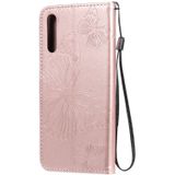 For Huawei Enjoy 10s Pressed Printing Butterfly Pattern Horizontal Flip PU Leather Case with Holder & Card Slots & Wallet & Lanyard(Rose Gold)