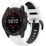 Voor Garmin Fenix 7X 26mm tweekleurige sport siliconen horlogeband (wit + zwart)