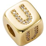 3 PCS English Letter Beads Bracelet Brass Micro-inlaid Couple Red String Pull DIY Bracelet Jewelry  Style:U