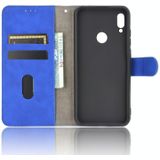 For Huawei Y6 (2019) / Honor Y6s Solid Color Skin Feel Magnetic Buckle Horizontal Flip Calf Texture PU Leather Case with Holder & Card Slots & Wallet(Blue)