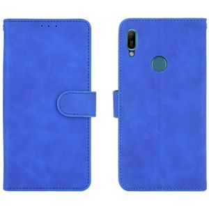For Huawei Y6 (2019) / Honor Y6s Solid Color Skin Feel Magnetic Buckle Horizontal Flip Calf Texture PU Leather Case with Holder & Card Slots & Wallet(Blue)