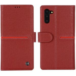 Voor Galaxy Note 10 GEBEI top-nerf leder horizontale Flip beschermende case met houder & kaartsleuven & portemonnee & fotolijstjes (rode wijn)