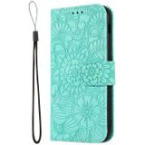 For Samsung Galaxy A5 (2017) Skin Feel Embossed Sunflower Horizontal Flip Leather Case with Holder & Card Slots & Wallet & Lanyard(Green)