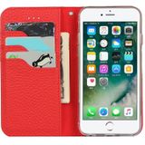 Litchi Texture Horizontal Flip Top Layer Cowhide Leather Case with Holder & Card Slots & Wallet & Strap & Wire Winder For iPhone 6 Plus & 6s Plus(Red)