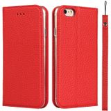 Litchi Texture Horizontal Flip Top Layer Cowhide Leather Case with Holder & Card Slots & Wallet & Strap & Wire Winder For iPhone 6 Plus & 6s Plus(Red)