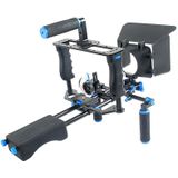 YELANGU YLG1103A-A Dual Handles Camera Shoulder Mount + Camera Cage Stabilizer Kit with Matte Box for DSLR Camera / Video Camera