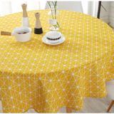 Polyester Cotton Round Tablecloth Dust-proof Cotton and Linen Printing Tablecloth  Diameter:120cm(Yellow Rice)