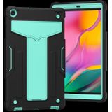 For Samsung Galaxy Tab A8.4 (2020) T307 T-shaped Bracket Contrast Color Shockproof PC + Silicone Flat Protective Case(Black+Mint Geen)