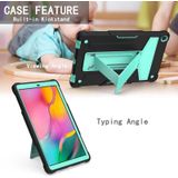 For Samsung Galaxy Tab A8.4 (2020) T307 T-shaped Bracket Contrast Color Shockproof PC + Silicone Flat Protective Case(Black+Mint Geen)