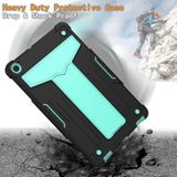 For Samsung Galaxy Tab A8.4 (2020) T307 T-shaped Bracket Contrast Color Shockproof PC + Silicone Flat Protective Case(Black+Mint Geen)