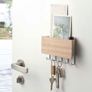 Punch-vrije muur sleutel hanger multifunctionele haak houder (wit)