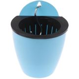 Self-Watering Planter Grow Plants Lazy Flower Pots Wall-hanging Round Resin Plastic Flower Pots  Size: 18x12.5x16cm(Blue)