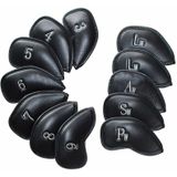 12 in 1 PU Leather Golf Club Cap Set(Black Litchi Texture)