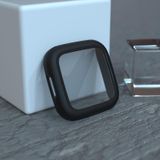For Fitbit Versa 2 Fuel injection Frosted PC Shell + Tempered Glass Film(Black)