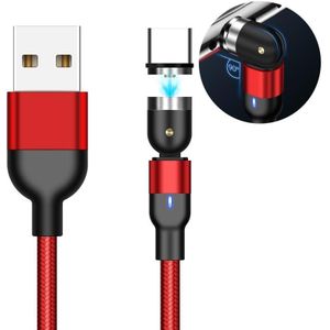 2m 2A Output USB to USB-C / Type-C Nylon Braided Rotate Magnetic Charging Cable(Red)