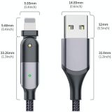 FXCL-WYA0G 2.4A USB to 8 Pin 180 Degree Rotating Elbow Charging Cable  Length:2m(Grey)