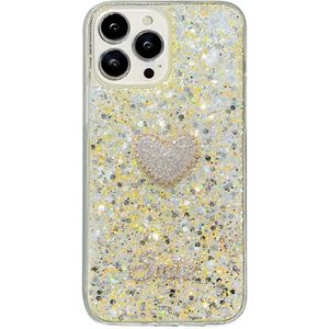 Voor iPhone 14 Pro Starry Sequin Diamond Heart Epoxy TPU telefoonhoesje