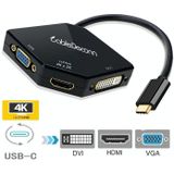Cabledeconn F0102 3 in 1 Type-C to VGA / HDMI / DVI Adapter(Black)