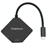 Cabledeconn F0102 3 in 1 Type-C to VGA / HDMI / DVI Adapter(Black)