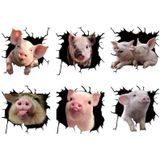 6 PCS Animal Wall Stickers Pig Hoisting Car Window Static Stickers(Pig 02)