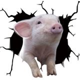 6 PCS Animal Wall Stickers Pig Hoisting Car Window Static Stickers(Pig 02)
