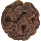 Wig Ball Head Flower Hairpin Hair Bag Wig Headband for Bride(Light Brown)