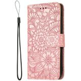 For Samsung Galaxy J6 Skin Feel Embossed Sunflower Horizontal Flip Leather Case with Holder & Card Slots & Wallet & Lanyard(Rose Gold)