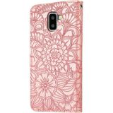 For Samsung Galaxy J6 Skin Feel Embossed Sunflower Horizontal Flip Leather Case with Holder & Card Slots & Wallet & Lanyard(Rose Gold)