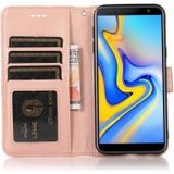 For Samsung Galaxy J6 Skin Feel Embossed Sunflower Horizontal Flip Leather Case with Holder & Card Slots & Wallet & Lanyard(Rose Gold)