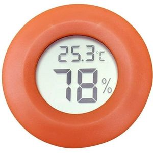 Digital Round Shaped Reptile Box Centigrade Thermometer & Hygrometer with Screen Display (Orange)