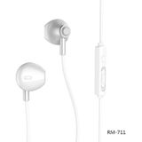 REMAX RM-711 Music Wired Earphone with MIC & Support Hands-free(Silver)