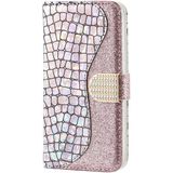 For Samsung Galaxy Note20 Ultra Laser Glitter Powder Matching Crocodile Texture Horizontal Flip Leather Case with Card Slots & Holder & Wallet(Silver)