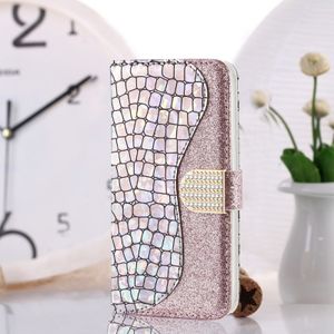 For Samsung Galaxy Note20 Ultra Laser Glitter Powder Matching Crocodile Texture Horizontal Flip Leather Case with Card Slots & Holder & Wallet(Silver)