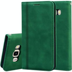 For Samsung Galaxy J5 (2016) / J510 Frosted Business Magnetic Horizontal Flip PU Leather Case with Holder & Card Slot & Lanyard(Green)