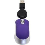 Mini Computer Mouse Retractable USB Cable Optical Ergonomic1600 DPI Portable Small Mice for Laptop(Purple)