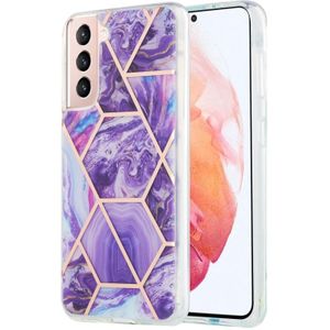 Voor Samsung Galaxy S21 5G 3D Electroplating Marble Pattern TPU Beschermhoes (Donker paars)