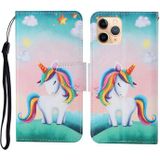 For iPhone 11 Pro Painted Pattern Horizontal Flip Leathe Case(Rainbow Unicorn)