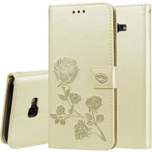 Rose Embossed Horizontal Flip PU Leather Case for Samsung Galaxy J4 Plus  with Holder & Card Slots & Wallet (Gold)