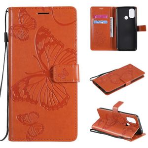 Voor OnePlus Nord N100 5G 3D Vlinders Relif Patroon Horizontale Flip Lederen Case met Houder & Kaart Slot & Portemonnee (Oranje)