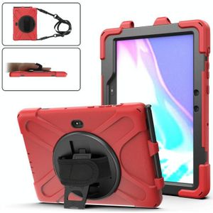 For Samsung Galaxy Tab Active Pro T540 / T545 Shockproof Colorful Silicone + PC Protective Case with Holder & Hand Grip Strap(Red)