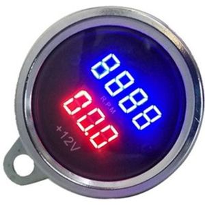 2 in 1 Universal Digital Display Waterproof LED Voltage Meter Tachometer for DC 12V Motorcycle