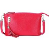 Ladies Fringed One-Shoulder Diagonal Bag Large-Capacity Casual Bag(Rose Red)