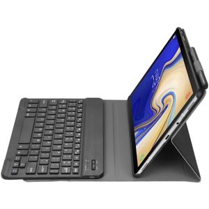 A510 Bluetooth 3.0 Ultra-thin Detachable Bluetooth Keyboard Leather Case for Samsung Galaxy Tab A 10.1 (2019) T510 / T515  with Pen Slot & Holder (Black)