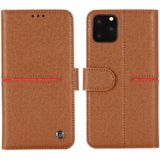 For iPhone 11 Pro GEBEI Top-grain Leather Horizontal Flip Protective Case with Holder & Card Slots & Wallet & Photo Frame(Brown)