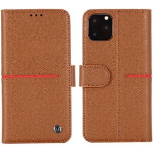 For iPhone 11 Pro GEBEI Top-grain Leather Horizontal Flip Protective Case with Holder & Card Slots & Wallet & Photo Frame(Brown)