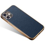 Cowhide Palm Print Schokbestendige precise hole protective case voor iPhone 12 mini(Blauw)