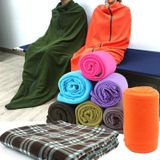 Outdoor Fleece Sleeping Bag Camping Trip Air Conditioner Dirty Sleeping Bag Separated By Knee Blanket During Lunch Break Thickened (Blue)