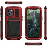 R-JUST Shockproof Waterproof Dust-proof Metal + Silicone Protective Case with Holder For iPhone 12 / 12 Pro(Red)