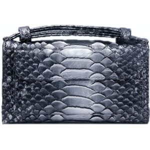 Ladies Snake Texture Print Clutch Bag Long Crossbody Bag With Chain(3# Silver Gray)
